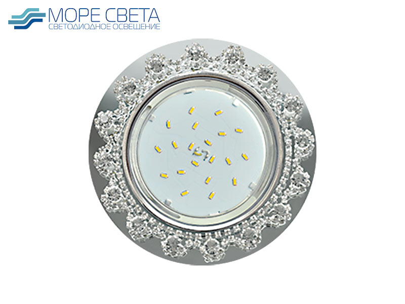 Р-Встраиваемый светильник Ecola H4 5360 под лампу GX53 220V Круг зеркальный корона хром