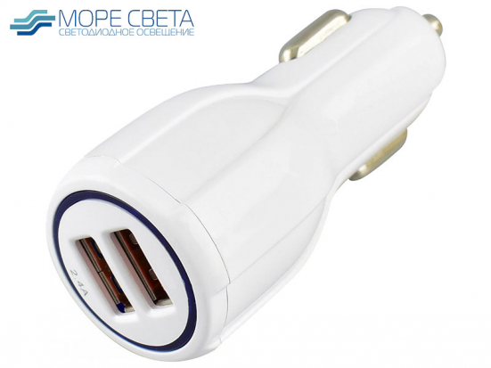 Автомобильное ЗУ 2xUSB 2.4А + 1А белое