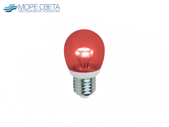 Лампа светодиодная ШАР G45 E27 3W 220V красная искристая