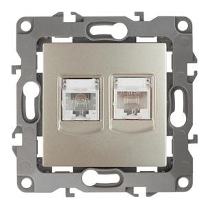12-3109-04 ЭРА Розетка комбинированная RJ45+RJ11, IP20, Эра12, шампань