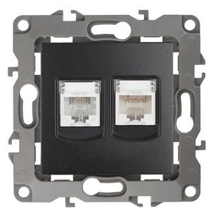 12-3109-05 ЭРА Розетка комбинированная RJ45+RJ11, IP20, Эра12, антрацит 12-3109-05 ЭРА Розетка комбинированная RJ45+RJ11, IP20, Эра12, антрацит