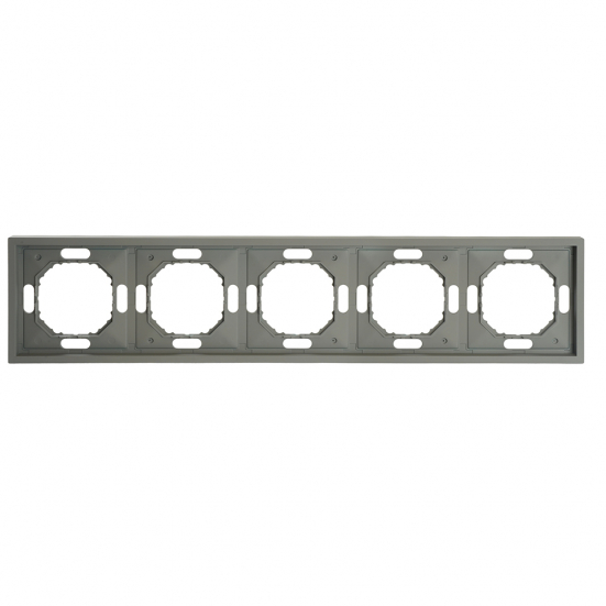 Рамка STEKKER, PFR00-5005-10 5-местная, серия Эмили, платиново-серый, soft touch