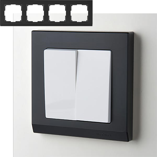 Рамка Stark на 4 поста Werkel W0041808 Черный Рамка Stark на 4 поста Werkel W0041808 Черный