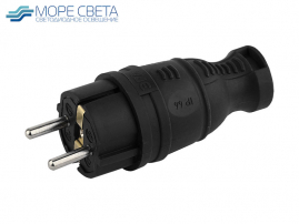 Вилка сборная ЭРА V8 16A 220V прямая каучуковая с/з черная