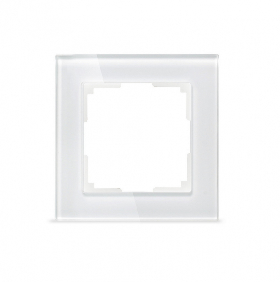 Рамка 1-местная стекло белая "Нептун" (SBE-05w-Glass-FR-1) Рамка 1-местная стекло белая "Нептун" (SBE-05w-Glass-FR-1)