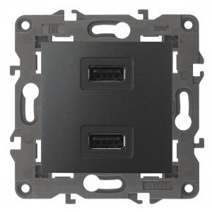 14-4110-05 ЭРА Устройство зарядное USB, 230В/5В-2100мА, IP20, Эра Elegance, антрацит
