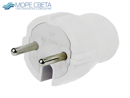 Вилка электрическая SBE-10-P04-W сборная прямая б-з белая