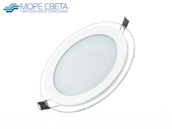 Встраиваемый LED светильник СТЕКЛО 12W 4000-4500К 220V Круг белый