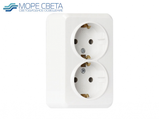 Розетка накладная двухместная SBE-03w-16-S2-Z-c 16A 220V IP54 белая
