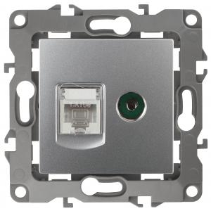 12-3110-03 ЭРА Розетка комбинированная RJ45+TV, IP20, Эра12, алюминий 12-3110-03 ЭРА Розетка комбинированная RJ45+TV, IP20, Эра12, алюминий