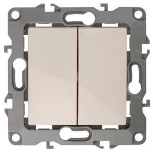 12-1104-02 ЭРА Выключатель двойной, 10АХ-250В, IP20, Эра12, слоновая кость
