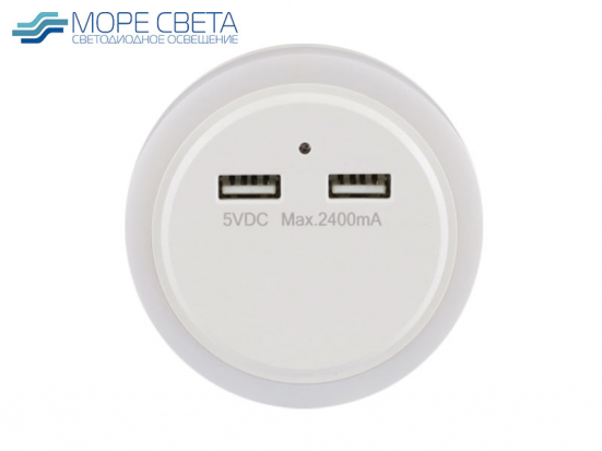 Ночник светодиодный NLE 10-LW-DC 2xUSB белый
