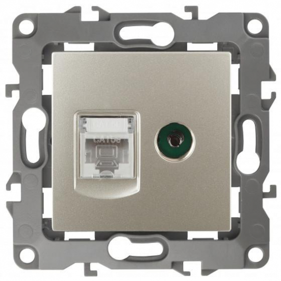 12-3110-04 ЭРА Розетка комбинированная RJ45+TV, IP20, Эра12, шампань