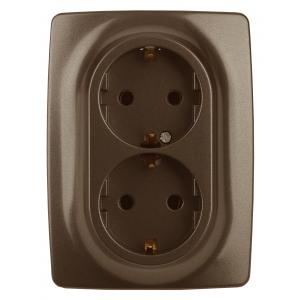 12-2106-13 ЭРА Розетка 2X2P+E Schuko, 16A-250В, IP20, Эра12, бронза 12-2106-13 ЭРА Розетка 2X2P+E Schuko, 16A-250В, IP20, Эра12, бронза