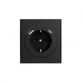 KRANZ KR-78-0704-5 Розетка STRONG 1-ая с/з с/у з/ш 16А с USB A+C быстрой зарядки 5В/3А антрацит
