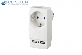 Тройник ЭРА SP-1e-USB-W одноместный с двумя USB 2100mA белый