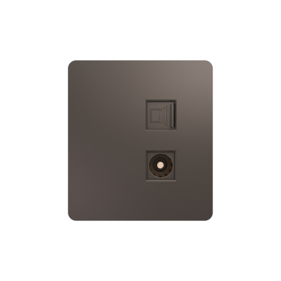 KRANZ KR-78-0722-2 Розетка ROUND компьютерная RJ45 кат6 + TV с/у титан