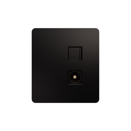 KRANZ KR-78-0722-3 Розетка ROUND компьютерная RJ45 кат6 + TV с/у оникс