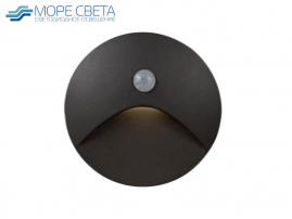 Лестничный LED светильник SL-R03B-SENS-4K 3W 4000K IP54 с датч.движ. черный