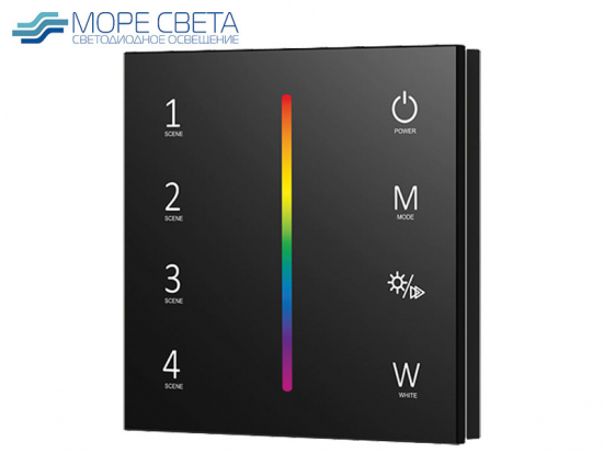 Панель настенная Lux Smart T4-1-B (12V-24V, 12A, 144W-288W, 4 зоны, RGBW, RF, Черный)