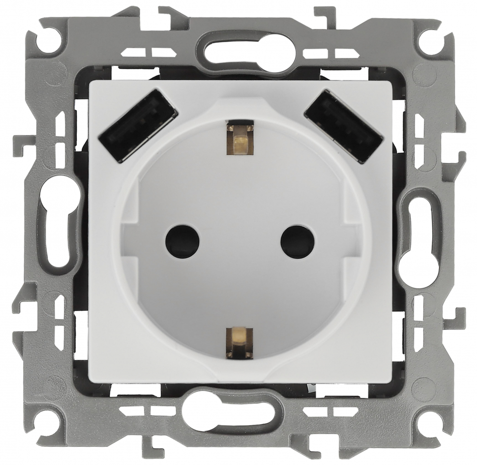 12-4109-01 ЭРА Розетка 2P+E 16A-250В, штор. с 2xUSB 5В-3А, Эра12, белый 12-4109-01 ЭРА Розетка 2P+E 16A-250В, штор. с 2xUSB 5В-3А, Эра12, белый