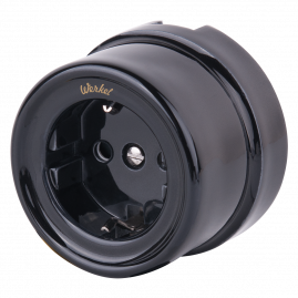 Розетка с заземлением Ретро Werkel W5671008 Черная