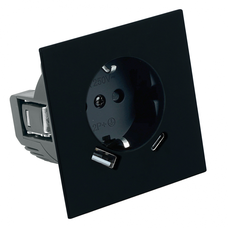 STEKKER МИЯ Розетка (механизм) Type C+ USB ЧЕРНЫЙ БАРХАТ RST16-3119-05 IP20 STEKKER МИЯ Розетка (механизм) Type C+ USB ЧЕРНЫЙ БАРХАТ RST16-3119-05 IP20