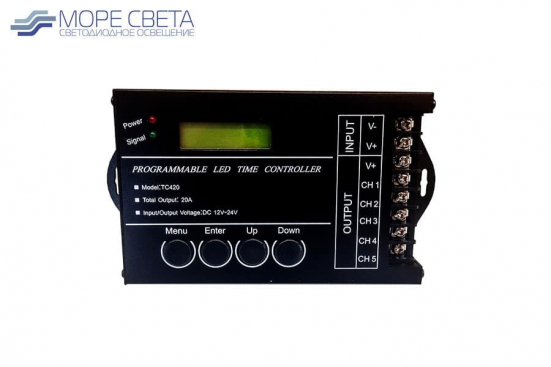В-Программируемый диммер-контроллер Pro-Time (Dimm, 12-24V, 20A, 240-480W, Черный)