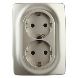 12-2108-04 ЭРА Розетка 2X2P+E Schuko со шторками, 16A-250В, IP20, Эра12, шампань 12-2108-04 ЭРА Розетка 2X2P+E Schuko со шторками, 16A-250В, IP20, Эра12, шампань