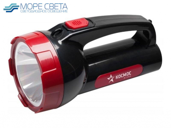 Фонарь светодиодный Космос 1х5W LED, зарядка 220V черно-красный