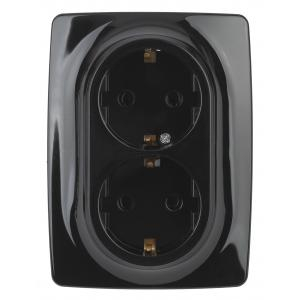 12-2108-06 ЭРА Розетка 2X2P+E Schuko со шторками, 16A-250В, IP20, Эра12, чёрный 12-2108-06 ЭРА Розетка 2X2P+E Schuko со шторками, 16A-250В, IP20, Эра12, чёрный
