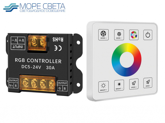 Контроллер SL-DC02 (RGB, 12-24V, 30A, 600-1200, RF, Белый)