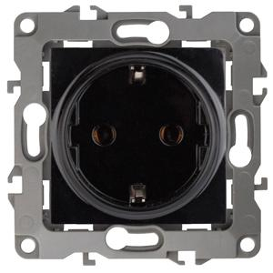 12-2001-06 ЭРА Розетка 2P+E Schuko, 16A-250В, IP20, без м.лапок, Эра12, чёрный