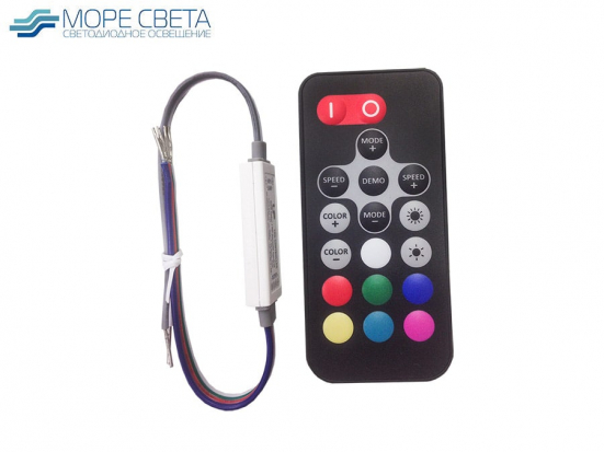 В-Контроллер LP R130-F Mini (RGB, 5-24V, 6A, 30-72-144W, Пду RF, Черный)