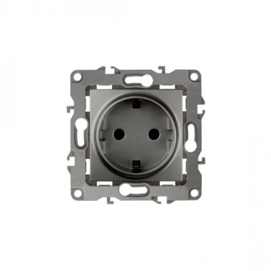 12-2001-12 ЭРА Розетка 2P+E Schuko, 16A-250В, IP20, без м.лапок, Эра12, графит